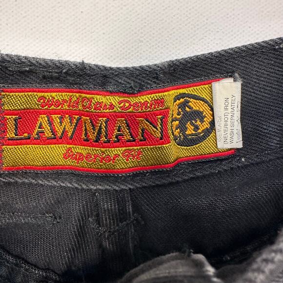 Vintage 1990’s Lawman Black Denim Exposed Button Fly Straight Leg Jeans Western - Picture 6 of 8
